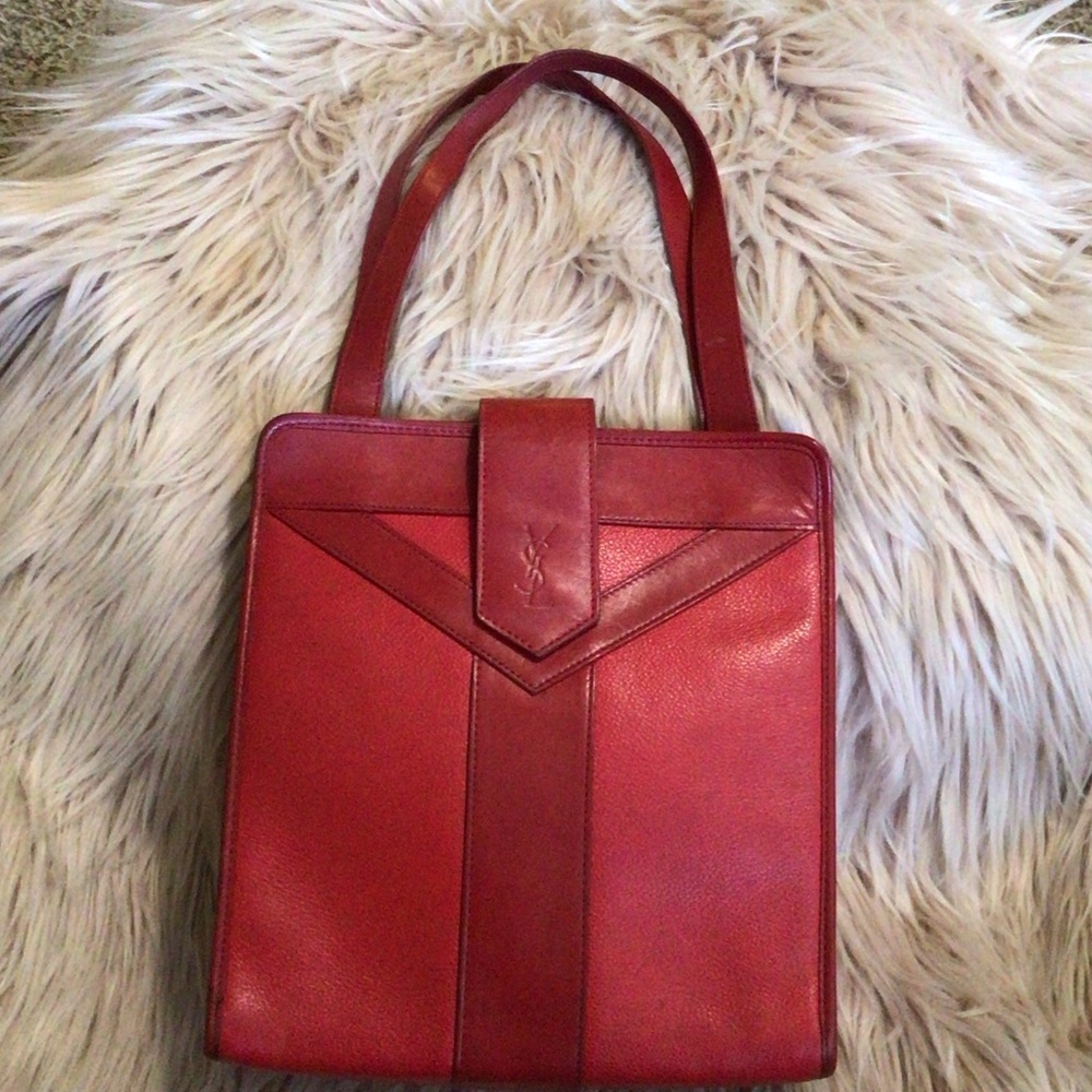Yves Saint Laurent Cherry Red Leather Handbag